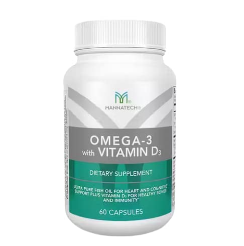[BRSWI2YNCZ5GCEL6] Mannatech Omega-3 with Vitamin D3 for Bone, Heart Health and Cognitive Support, Made of Pure Fish Oil