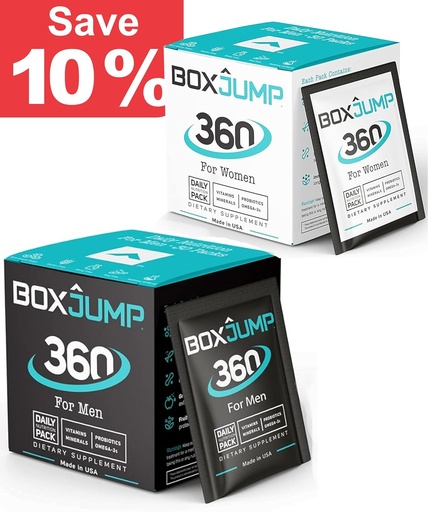 [BRSROCQDBUMAGDL6] BoxJump daglig multivitamin for kvinner og menn pakke med 2 - essensielle mineraler og vitaminer for menn og kvinner - Økt energi, immunstøtte, økt utholdenhet - vitamin D, C, A, E, B12 + 30 dagers vitaminpakker