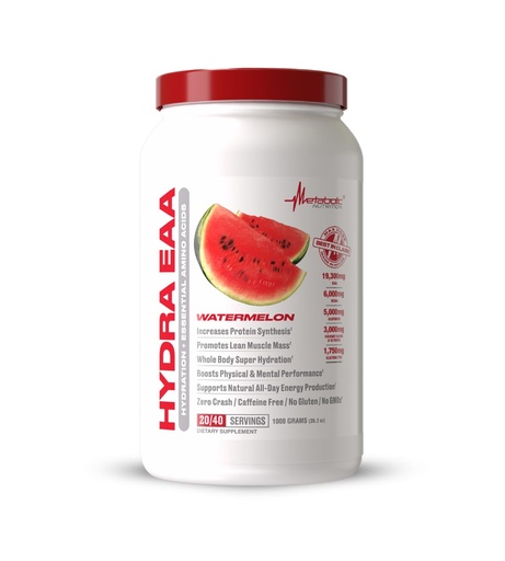 [BRSW2BD2AF5W2HQZ] Metabolic Nutrition Hydra EAA, 1000g of Essential Amino Acids + Hydration, EAAs, BCAAs, Glutamine, Electorlytes, Coconut Water & Glycerol, Amazing Flavors (Watermelon, 1000g)