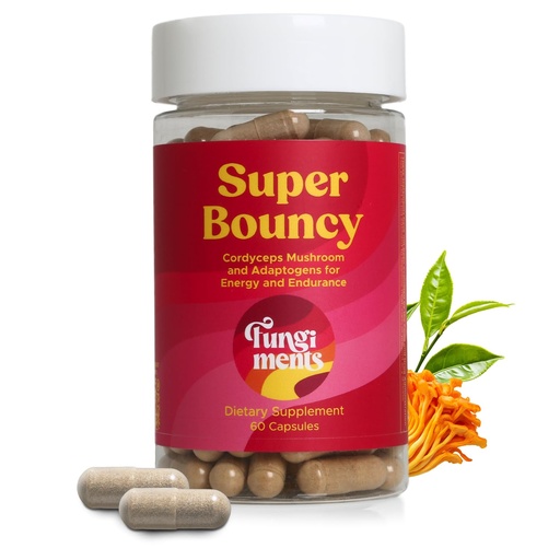 [BRSROHYOOZ6RUHTO] Fungiments Super Bouncy Mushroom Supplement – Cordyceps Focus Capsules for Adults – Natural Brain Boost, Green Tea Energy Vitamins Without jitters, Stamina for Women, Fatigue Support – 60 Count