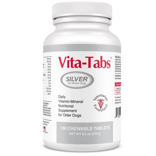 [BRSWIZQGAJ6AYCAV] Silver - Vitamins, Minerals, Nutrients - Support for Senior Dog - Supplement for Healthy Bone, Joint, Energy, Immune System - 100 Chewable Tablets