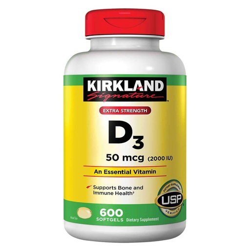[BRSWKHAKCEAAAGDI] Kirkland Signature Extra Strength D3 50 mcg., 600 Softgels (2 Pack)