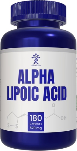 [BRSROALYBMCR6ADA] Alpha Lipoic Acid (ALA) 570 mg Capsules - 180 Count, Gluten Free, Non-GMO, Vegan