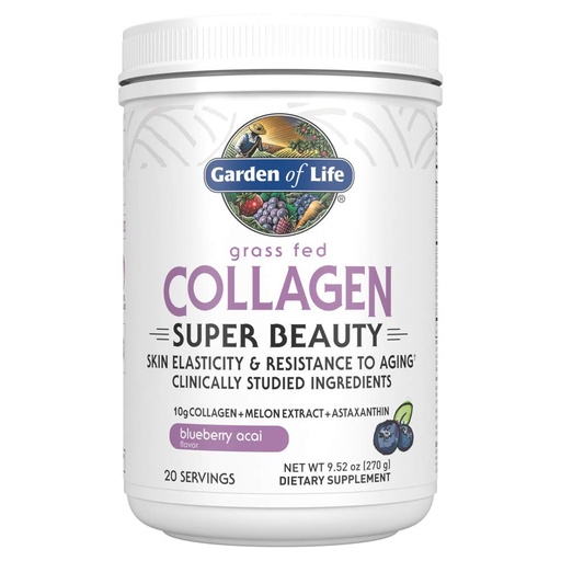 [BRSWYY32BMOR6GY3] Garden of Life Grass Fed Collagen Powder, Blueberry Acai, Hydrolyzed Collagen Peptides Powder Supplement Drink Mix, 20 Servings