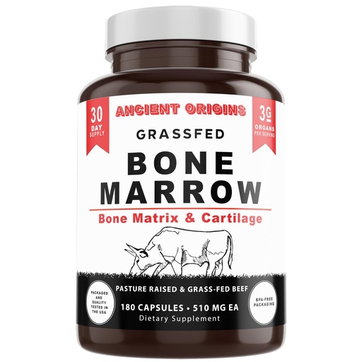 [BRSRAYATAUCROHY6] Grass Fed Bone Marrow Supplement, 3060mg, Skin, Oral Health, and Joint Support Supplement, Promotes Whole-Body Wellness, Non GMO Whole Bone Extract, 180 Capsules