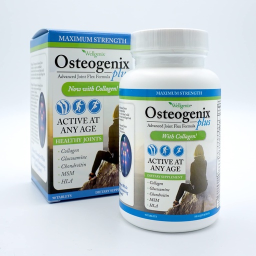 [BRSWGAL4ARYW22TU] Wellgenix Osteogenix Advanced Joint Flex Formula (90 Ct) - Knee Supplement with Collagen II, Glucosamine, Chondroitin, MSM & HLA - Lubrication & Discomfort Support Tablets for Men & Women