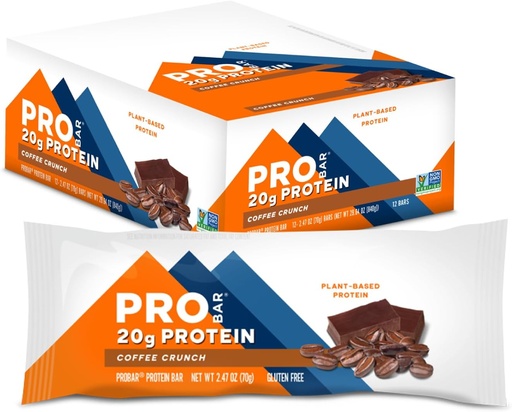 [BRSWKZAGCV4GO3I5] PROBAR - PROTEIN Bar, Coffee Crunch, Non-GMO, Gluten-Free, Healthy, Plant-Based, Whole-Food Containers, Natural Energy (12 Count)