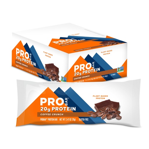 [BRSWKZAGCV4GO3I5] PROBAR Plant-Based Protein Bars – 20g Protein, Gluten Free, Non-GMO, Dairy Free Vegan Snack, No Sugar Alcohols, Whole Food Ingredients, Post Workout Energy Bar for Active Lifestyles (Coffee Crunch, 12 Count)