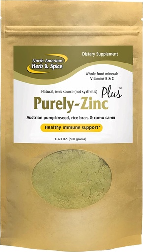 [BRSWYGIPBUJQ2ETF] North American Herb & Spice Purely-Zinc Plus - 17.63 oz - Whole Food Zinc Supplement - Healthy Immune Support - Austrian Pumpkin Seed, Rice Bran & Camu Camu - Non-GMO - 18 Servings