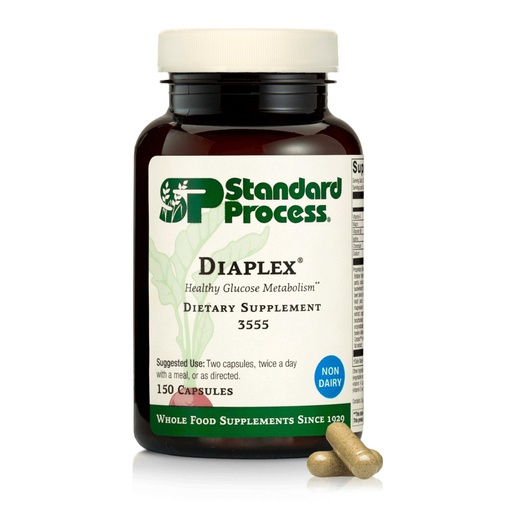 [BRSWGCT2B4CA4DIU] Standard Process Diaplex - Supplement for Pancreas & Gallbladder Support - Contains Chromium & Antioxidant Vitamin A - Non-Dairy - 150 Capsules (75 Servings)