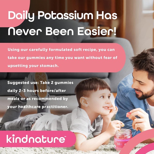 [BRSROZIEDIIRUA3G] KINDNATURE Potassium & Magnesium Gummies for Adults & Kids - Potassium Supplement 500mg & 1000mg Magnesium Citrate & 400mg Magnesium Glycinate Chewable Gummies