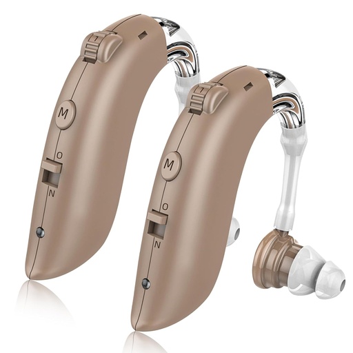 [BRSRAFIZPJ4AI2Q2] High-Performance Hearing Aids for Seniors Severe Hearing Loss - 1 Pair of Rechargeable Hearing Aids, Comfort Design Hearing Aid, Hearing Aids for Seniors Rechargeable with Noise Cancelling (Beige)