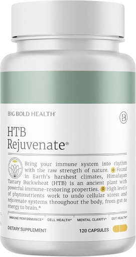 [BRSWYFIEAAAQ2AL6] Big Bold Health HTB Întinerire - Supplement de sprijin imun cu Hickwheat Tartar Himalayan - 2 Luna de aprovizionare - Polifenol bogat Formula - Gluten gratuit, lactate gratuit, non-GMO (120 capsule)