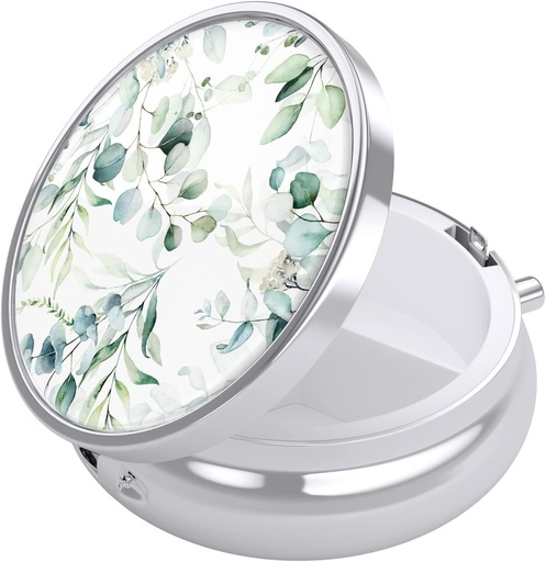 [BRSRMAYEOEOR63LF] Nipichsha Pill Box, Küçük Pill Case for Purse & Pocket, Cute Travel Medicine Organizer, Portatif Tıp Konteynerleri Vitaminleri, İlaçları, Fish Oil & Supplement, Eucalyptus Leaf