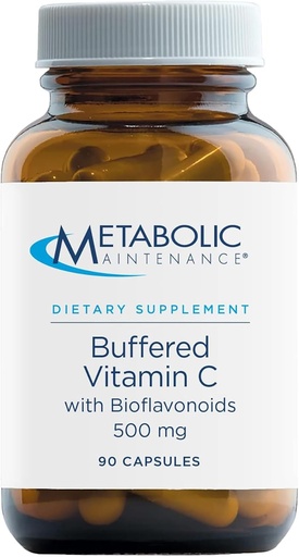 [BRSWYGIDOEAWCHLU] Metabolic Maintenance Buffered Vitamin C 500 mg with Bioflavonoids - Supplement Designed to be Easy On The Stomach (90 Capsules)