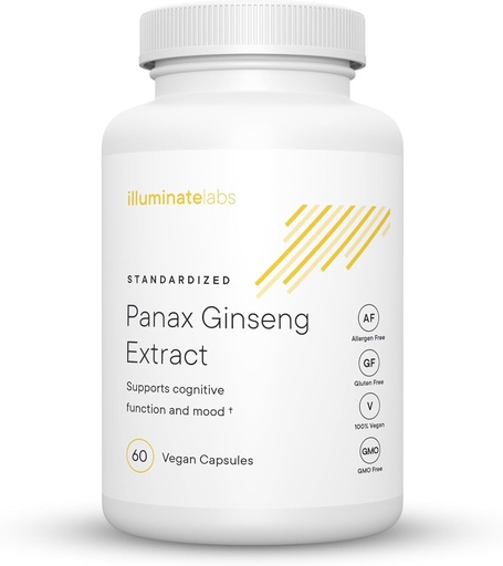[BRSWYZYBBYPAIHTO] Illuminate Labs Panax Ginseng Extract Capsules | 200 mg | Supports Energy, Cognitive Function & Mood | Third-Party Tested and Backed by Medical Research