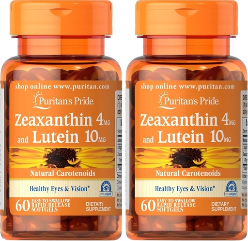 [BRSRAY35DMJQ423K] Puritan's Pride Zeaxanthin 4mg Lutein 10mg, toetab terveid silmi ja nägemust *, 60 ct (pakk 2)