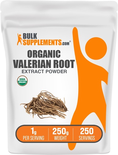 [BRSWKHDYOMPBQF34] BulkSupplements.com Organic Valerian Extract Powder - Sourced from Valerian Root, Herbal Supplement - Gluten Free, 1g per Serving, 250g (8.8 oz) (Pack of 1)