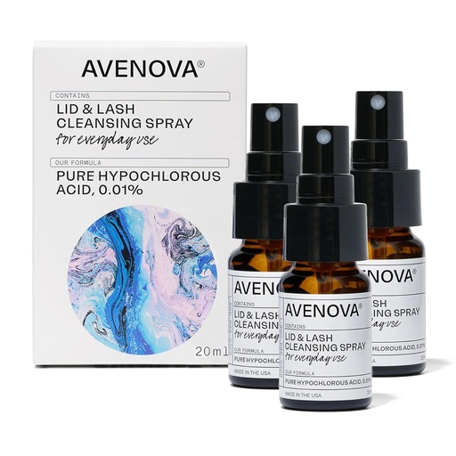 [BRSW2GDQOQIWG2DX] Avenova Eyelid och Eyelash Cleanser Spray 3 Pack - Gentle Everyday Hypochlorous Acid Lid och Lash Cleansing Spray för Clearer och hälsosammare ögon, 60mL (2.04oz)