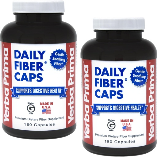 [BRSWIHIFOIOQKCQ3] Yerba Prima Daily Fiber Formula - 180 caps (Pack of 2) - Soluble & Insoluble Dietary Fiber Supplement - Colon Cleanse - Gut Health - Vegan, Non-GMO, Gluten-Free