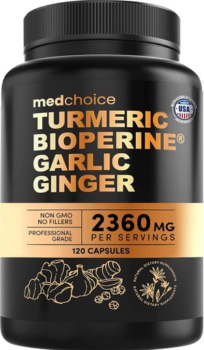 [BRSWYEA6BVYRS2TU] 4-in-1 配有 BioPerine 的 Turmeric 和 Garlic 补充剂 – 2360mg 配有 Garlic 的 Turmeric 姜根 配有 Garlic – 高概率 Herbal 混合剂(120 cm)