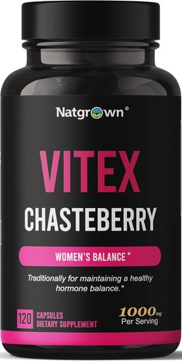 [BRSRA233DN5QYETJ] Natgrown Vitex Chasteberry Supplement for Women 1,000 mg - Supports Hormone Balance & Fertility - Agnus Castus Chaste Tree Vitex Berry Fruit Extract Capsules - 120 Ct