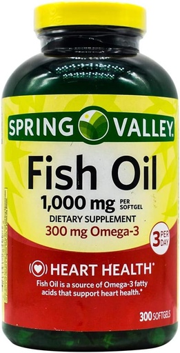 [BRSWICYBCN6WY3LE] Spring Valley - Fish Oil 1000 mg, 300 Softgels