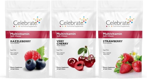 [BRSRO2YHCB7BEALZ] Vitamin Bariatrik Multivitamin Yumuşak Chews - Temel Vitaminler ve Mineraller, Sugar & Gluten Free - Gastrik Bypass & kol Gastrektomi Tamam - Berry/Strawberry/Cherry (180ct)
