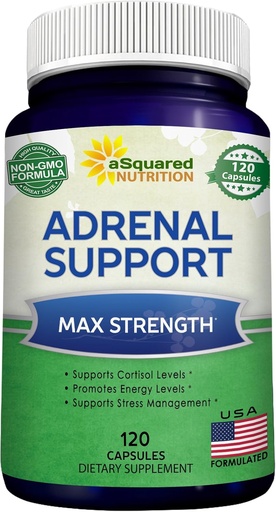 [BRSWGFT5CEJRYETZ] aSquared Nutrition Adrenal Support & Cortisol Manager Supplement (120 Capsules)-Adrenal Health w/Vitamin C Complex Pills to Support Fatigue & Stress Relief-Ashwagandha, L-Tyrosine, Rhodiola & Ginseng