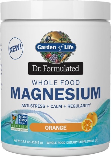 [BRSWG2YNA4BWOCI4] Jardín de la Vida Dr. Fórmulada Magnesio Alimentario completo 419.5g Polvo - Naranja, Chelated, No-GMO, Vegan, Kosher, Gluten &amp; Sugar Suplemento libre con Probióticos - Mejor para Anti-Estres, Calma y Regularidad