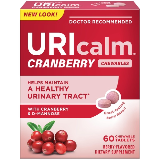 [BRSWICQHDEMBUDL4] Uricalm Cranberry, Daily Dietary Supplement Chewable with D-Mannose, Berry, 60 Count