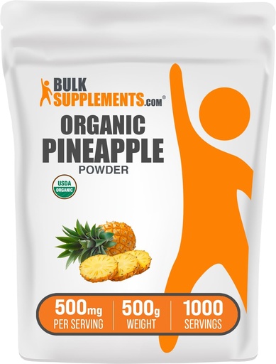 [BRSWYZATOQMWYCDJ] BulkSupplements.com Organic Pineapple Toz - Sinvoring & Smoothies üçün Pineapple Fruit Toz - Unsweetened & Gluten Pulsuz, 500mg, 500g (1.1 lbs) (Pack of 1)