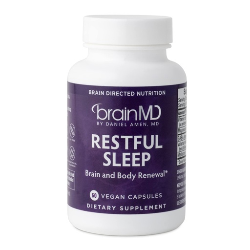 [BRSWIEIPC4BQIEQ5] BRAINMD Dr. Amen Restful Sleep - 60 Capsules - Promotes Relaxation & Calm, Contains Melatonin, Valerian, GABA & Magnesium, Non-Habit Forming - Gluten-Free - 15 Servings