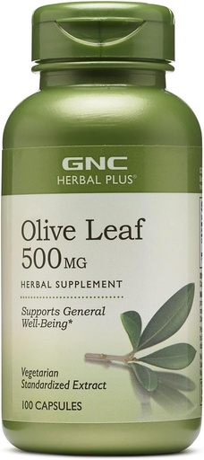 [BRSWIGABBJ4AKH3I] GNC Herbal Plus Olive Leaf 500mg Supplement, Vegetarian, stöder allmänt välbefinnande, 100 portioner