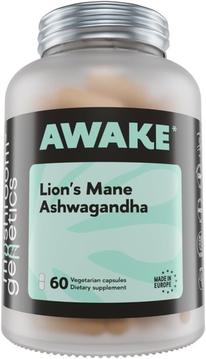 [BRSROCADOYOQOCQY] Mushroom Genetics Lions Mane & Ashwagandha Supplement Capsules - Nootropic Mushroom for Brain, Memory & Stress Relief | Fruiting Body & Ashwagandha Root for Focus, Energy & Wellness | 60 Capsules