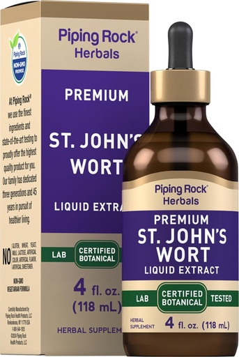 [BRSROZYCO4FAI23V] Piping Rock St Johns Wort Tincture Drops | 4 Fl Oz | Premium Liquid Herb Extract | Hypericum Perforatum | Vegetarisk, alkoholfri | Non-GMO, Gluten Free Supplement