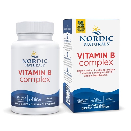 [BRSWGFD2C56ROFLP] Nordic Naturals Vitamin B Complex - 45 Capsules Thiamine, Riboflavin, Niacin, B6 & B12, Folate, Biotin, Pantothenic Acid Heart Brain Health, Energy, Metabolism Non-GMO Servings