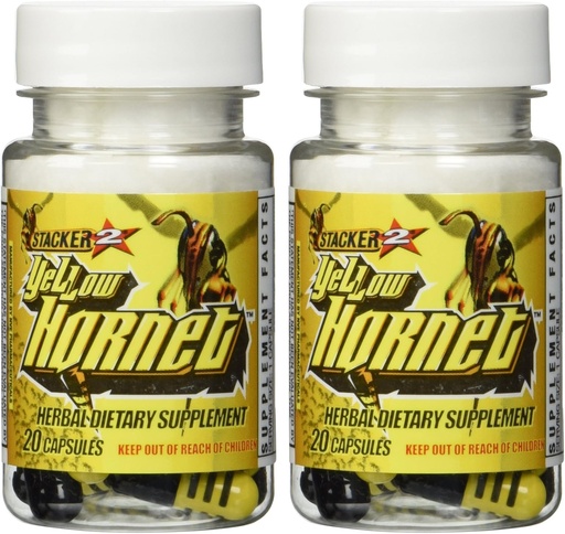 [BRSWIYQ5OYNQ2236] Stacker 2 Yellow Hornet Ephedra Free - 2 Bottles - 40 Capsules