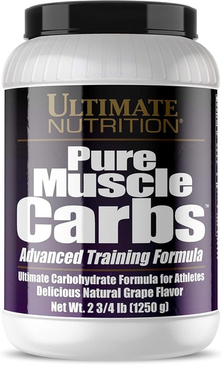 [BRSWIYTYOZ6GYAD2] Ultimate Nutrition Pure Muscle Carbs - Complex Kulhydrat pulver til vedvarende energi - Ingen fedt, Ingen Cholesterol -Calorie for Muscle Gainers og Atleter, Grape, 2,75 Pounds