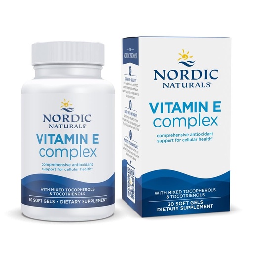 [BRSWYBLQC5YGEYA6] Nordic Naturals Vitamin E Complex, Unflavored - 30 Soft Gels - 6 Forms of Vitamin E for Antioxidant Support - Cellular Protection - Non-GMO - 30 Servings