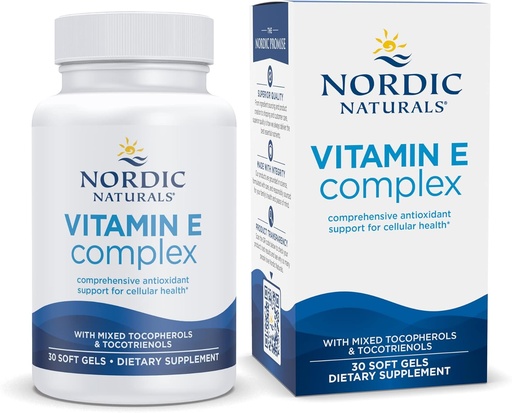 [BRSWYBLQC5YGEYA6] Nordic Naturals Vitamin E Complex, Unflavored - 30 Weichgele - 6 Formen von Vitamin E für Antioxidantienunterstützung - Cellular Protection - Non-GMO - 30 Servietten