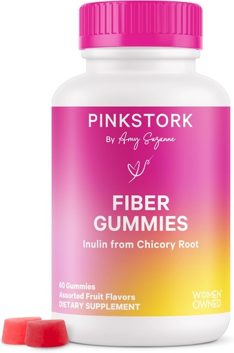 [BRSWYCYZO4IBS3DO] Pink Stob Pregrk Fiber Gummies dành cho phụ nữ - 3g Prebiotic Inulin từ chicory Root - Pregnancy & Postpartum Stodeners cho Phụ nữ và Trung Quốc - 60 Vegan Fiber Chews