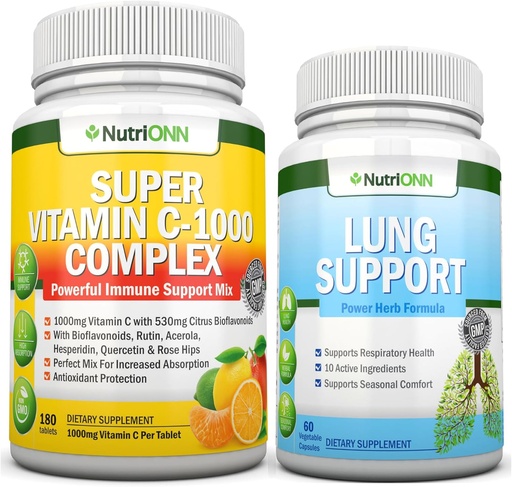 [BRSRMCYCCUNB4GQV] Super Vitamin C Complex Tablets & Lung Support Capsules Combo - Targeted Lung Health Support