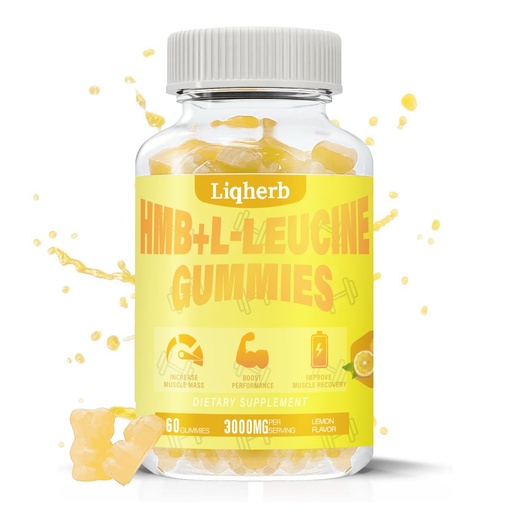 [BRSRA235PMBGCCYU] HMB and Leucine Gummies, with 3000mg HMB and L-Leucine Supplement for Muscle Recovery, Muscle Mass & Improve Endurance, for Men & Women, Non GMO, Vegan,Gluten Free, Lemon Flavor, 120 Gummies
