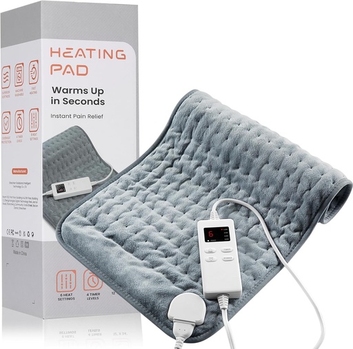 [BRSRO2YRAUHBMCQ4] Heating Pad for Back Pain Relief & Cramps, KOT Heating Pads with Auto Shut Off Large, 6 Heat Settings Electric Heated Pad, Gifts for Women, Gifts for Men, 12" x 24"