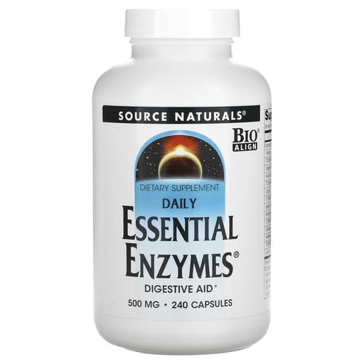[BRSWIYT3AR5RWE32] Source Naturals Essential Enzymes 500mg Bio-Aligned Multiple Supplement Herbal Defense for Digestion, Gas & Constipation Relief & Daily Digestive Health - Strong Immune System Support - 120 VegiCaps