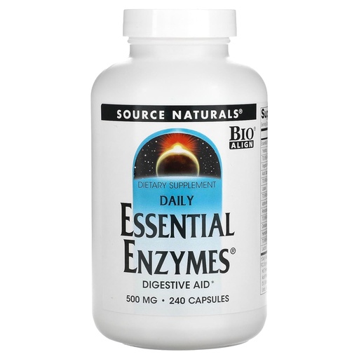 [BRSWIYT3AR5RWE32] Source Naturals Essential Enzymes 500mg Bio-Aligned Multiple Supplement Herbal Defense for Digestion, Gas & Constipation Relief & Daily Digestive Health - Strong Immune System Support - 120 VegiCaps