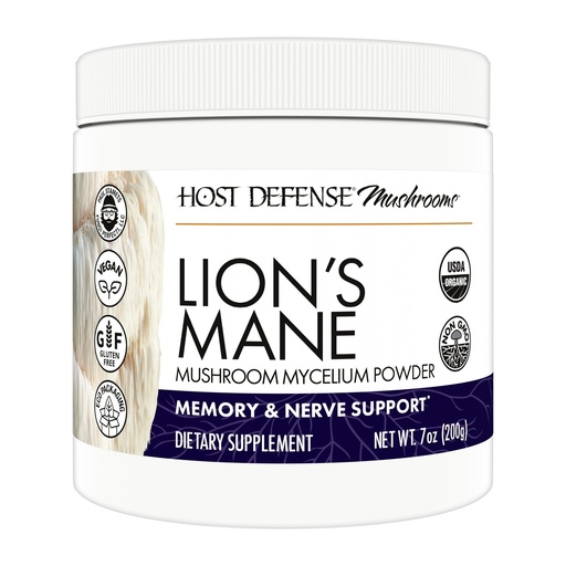 [BRSRMALYCUORSYDP] Host Defense Lion's Mane Powder - Brain Health Support Supplement - Mushroom Supplement to Support Focus & Memory Function - Immune & Nervous System Support Supplement - 7 oz (133 Servings)*