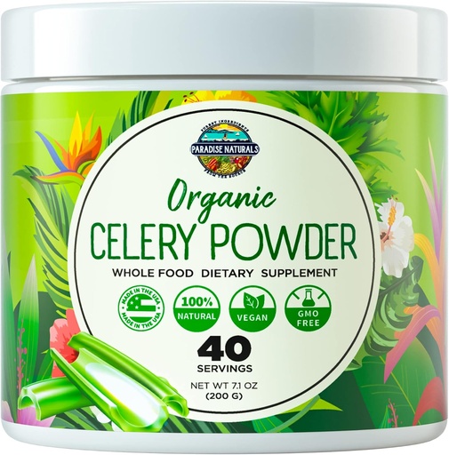 [BRSWYED2O4NW2GTP] Organic Celery Juice Powder (40 Servings) Supports Gut Health, Detox Juice Cleanse, Boost Energy Levels & Immune System, Green Juice Powder, Powdered Greens, Colon & Body Detox Cleanse for Women Men