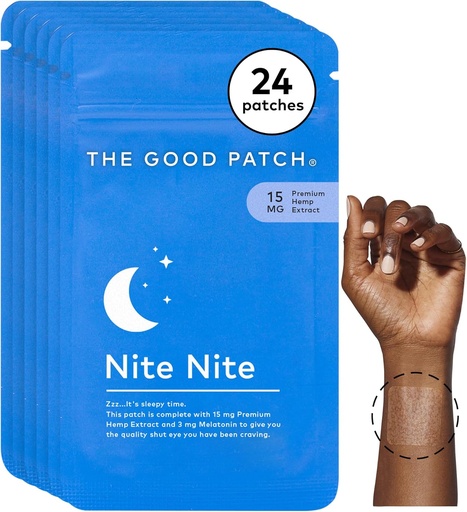 [BRSW2ALYAB6QOG36] The Good Patch Nite Nite Sleep Patch Support with Hemp and Melatonin, Sustained Release, Natural Patch, Plant Powered Wearable Wellness (24 Total Patches)